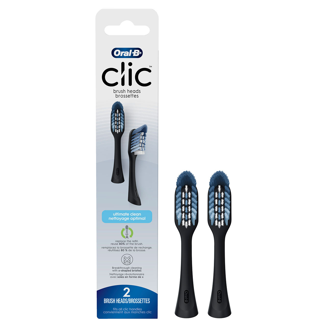 Black Oral-B Clic Toothbrush Replacement Brush Heads Accessories | SG_OB83373