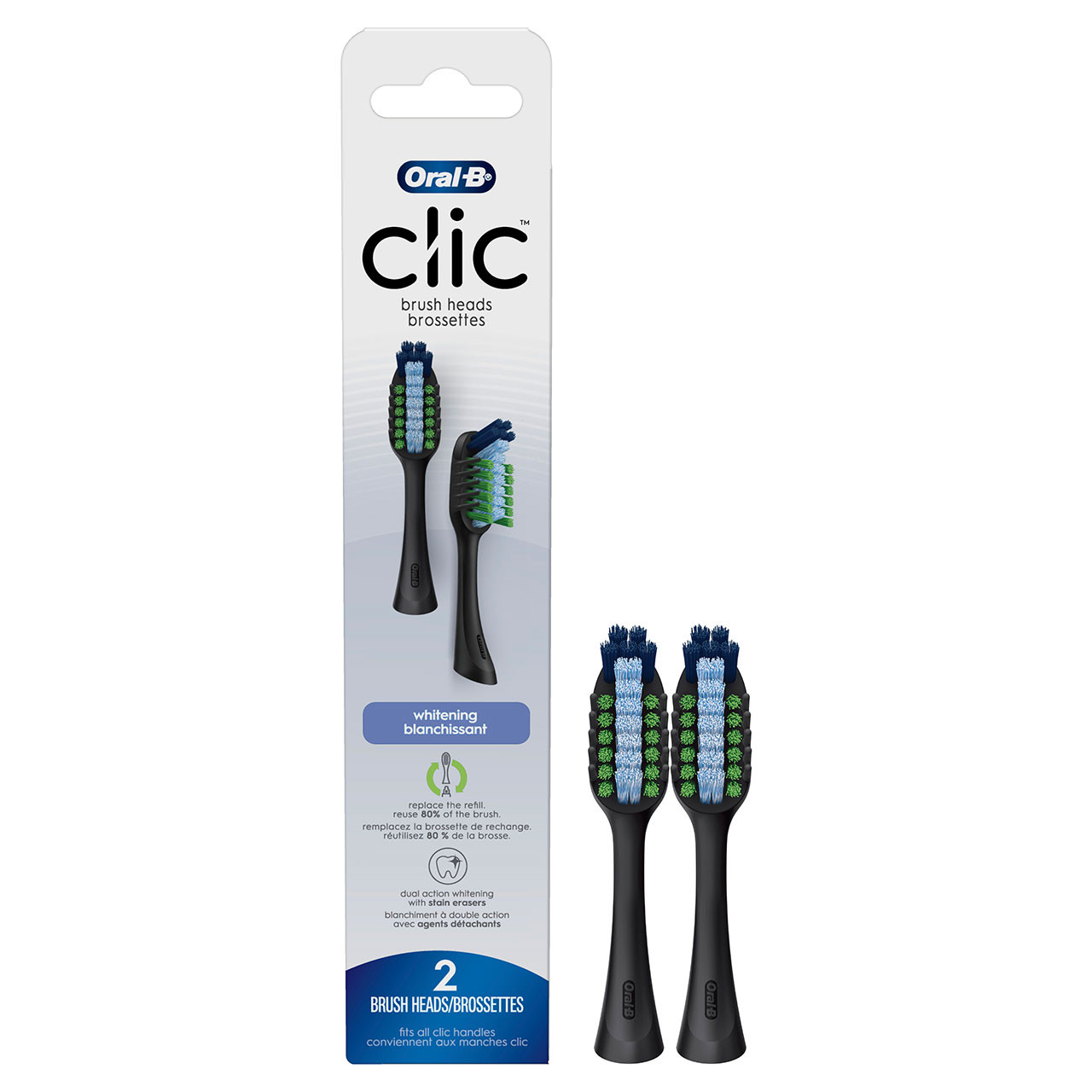 Black Oral-B Clic Toothbrush Whitening Others Brush Heads | SG_OB86973