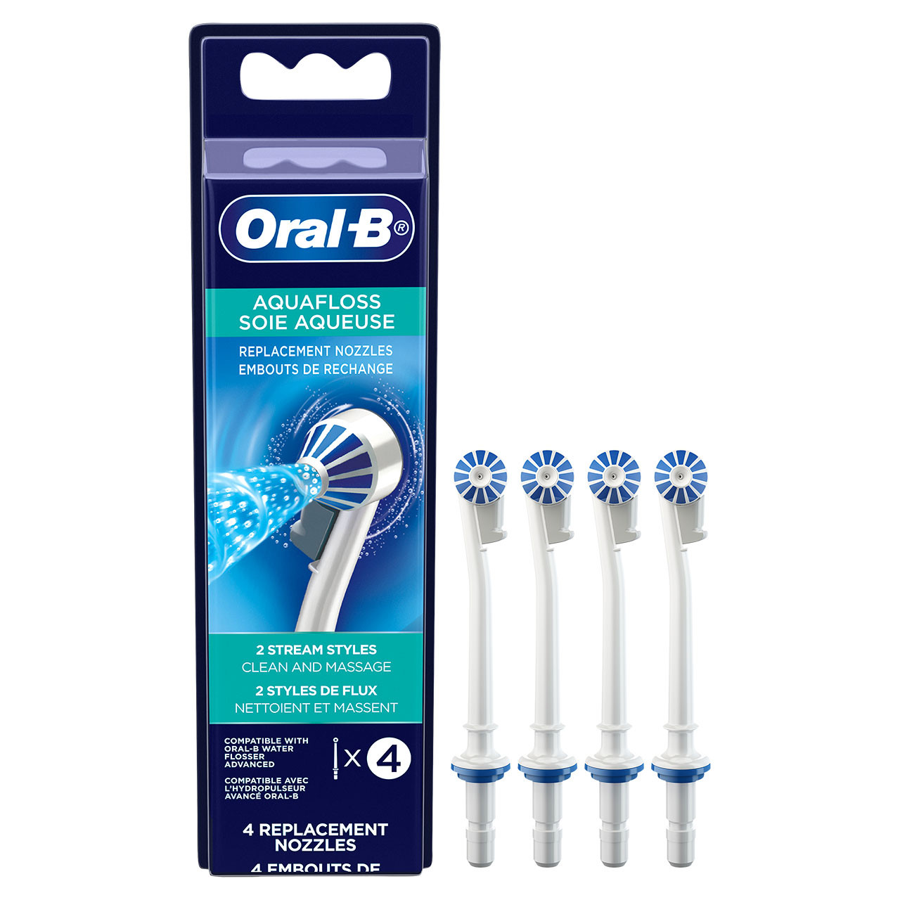 White Oral-B Water Flosser Advanced Aquafloss Nozzle Accessories | SG_OB26045