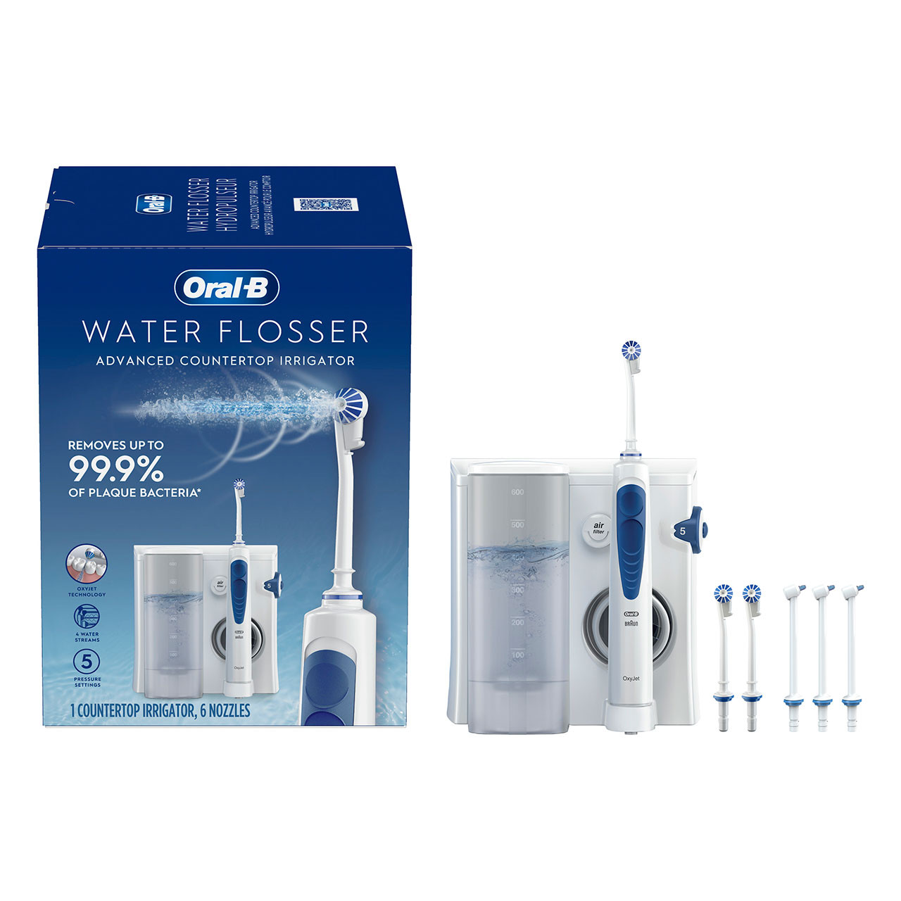 White Oral-B Water Flosser Advanced Countertop Irrigator Accessories | SG_OB20136